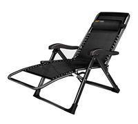 HFERTSCN Sillas reclinables plegables de gravedad cero con almohada, sillas reclinables reclinables resistentes, patas cuadradas negras, sillas plegables para césped, máximo 150 kg FANDIAO