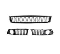 HFEWCVK Ajuste for Au//di A4 B6 8E2 8E5 2002 2003 2004 2005 parachoques panal rejilla superior inferior parrillas de luz antiniebla piezas de automóvil parrillas delanteras(3pcs)