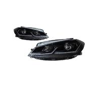 HFEWCVK Ajuste for VW Golf 7,5 Gti LED 2018-2020 lámpara de cabeza estilo de coche DRL lente de proyector de señal accesorios de coche faros(Black,RHD)