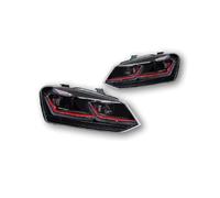 HFEWCVK Ajuste for VW POLO 2011-2018 faros LED Golf 7,5 faros estilo DRL lente de proyector de señal accesorios de coche estilo de coche(Red headlight,RHD)