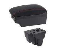 HFEWCVK Caja de Almacenamiento Central con reposabrazos USB for Coche, Compatible con América del Sur, KIA STONIC Rio LX Cerato 2015-2021(E1 Red Line)