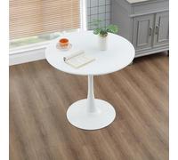 HFFAIWM Moderna Mesa Redonda Blanca Simple Ocio Mesa De Café Nórdico Té Leche Negociación Mesa Tulipán Balcón Pequeña Redonda Y Sillas (Tamaño: 70 cm, Color: Blanco)