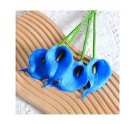 HFHungkeong 10 flores artificiales de lirio de calla, flor artificial de poliuretano, mini lirio de calla, ramo de boda, decoración del hogar (azul)