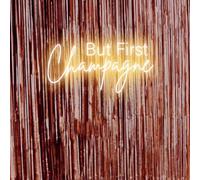 HFHungkeong But First Champagne - Panel de luz de neón LED para boda, cumpleaños, cocina, bar, decoración de pared, regalo para amigos y familiares - Fuente de alimentación USB de 5 V