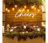 HFHungkeong Happy Birthday Fiesta Cheers Letrero Luminoso Led Neón con controlador regulable, Neón para juegos, cafetería, fiesta, bar,Alimentado por USB(Blanco cálido)