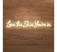 HFHungkeong Letrero de luces LED de neón con texto en inglés "Love the Skin You're in para el hogar, spa, belleza, salón de belleza, decoración de pared, regalos de día de spa para mujeres, productos