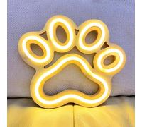HFHungkeong Letrero de neón para decoración de pared, letrero de luz de neón de pata de perro, funciona con batería o USB, luces de neón de madera con forma de pata de perro para adolescentes, niños