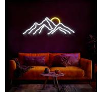 HFHungkeong Letreros de neón LED de montañas al amanecer y atardecer, regulables, 5 V, alimentación USB, luces de neón, arte de pared, lámpara decorativa para el hogar, dormitorio, salón, bar, regalos