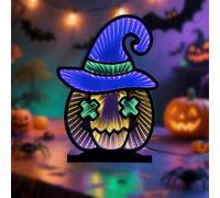 HFHungkeong Luces de noche de Halloween, lámpara LED de neón decorativa acrílica, regalos de fiesta de Halloween para dormitorio, bar, sala de juegos, Mancave, club de fiesta, adornos de mesa