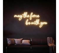HFHungkeong May the Force be with you - Cartel de neón acrílico LED con cadena para colgar para dormitorio y salón, el regalo perfecto para fans masculinos, fuente de alimentación USB de 5 V