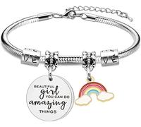 HFHungkeong Pulsera inspiradora para mujer grabada con texto en alemán "Du bist than audaz" como crees, pulsera de perlas elásticas, regalo de motivación para mejor amiga y madre, Sin gemas