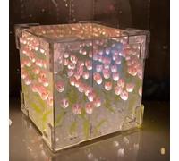 HFLWYWD Lámpara de noche con espejo de tulipán, lámpara de tulipán, hecha a mano, decoración de lámpara de mesa de tulipán, lámpara de flores de tulipán LED, lámpara de noche para parejas, amigos,