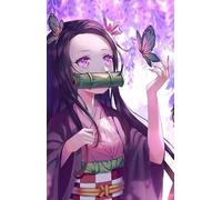 HfmQuisutron Jigsaw Puzzle 1000 Piezas Anime Personajes Nezuko De Madera para Adultos Y Niños Juego De Alivio del Estrés Pq60Az