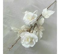 HFNCE Decoración de Boda Rosa Blanca Artificial Rosa Flor Hoja Verde Camino guía Hortensia Flor Seda Flor-1 Pieza_j