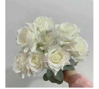 HFNCE Decoración de Boda Rosa Blanca Artificial Rosa Flor Hoja Verde Camino guía Hortensia Flor Seda Flor-1 Pieza_b