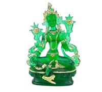 HFRSE 1 Pieza De 12 Cm De Pequeño Adorno De Resina De Tara Verde, Estatua Decorativa For Templo Budista Tibetano, Hogar Y Oficina.