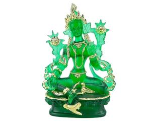 HFRSE 1 Pieza De 12 Cm De Pequeño Adorno De Resina De Tara Verde, Estatua Decorativa For Templo Budista Tibetano, Hogar Y Oficina.