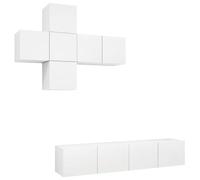 HFXHIJXQ 7-TLG - Mueble de pared para TV, color blanco | Conjunto de 7 paneles de pared para ahorrar espacio para sala de estar, flexible y fácil de limpiar.