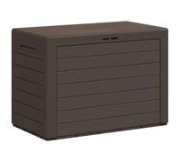 HFXHIJXQ Baúl de jardín marrón de 190 l, 78 x 44 x 55 cm | Baúl compacto de plástico PP resistente con 190 litros de volumen para terraza, jardín y balcón. Con cerradura.