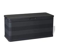 HFXHIJXQ Caja de jardín negra de 280 L, 117 x 45 x 56 cm | Baúl exterior de plástico resistente de 280 litros para terraza y balcón. Mucho espacio de almacenamiento para cojines y