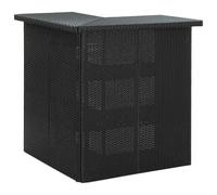 HFXHIJXQ Mesa alta de esquina de polirratán, color negro, 100 x 50 x 105 cm | Mesa de mostrador compacta con 3 estantes integrados, adecuada para balcón, cocina y terraza como solución para ahorrar
