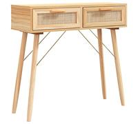 HFXHIJXQ Mesa consola marrón 80 x 30 x 75 cm mesa de pasillo con cajones | Mesa auxiliar escandinava para pasillo y salón con mucho espacio de almacenamiento gracias a los cajones en aspecto trenzado