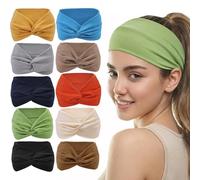HFZRZFH 10 diademas anchas bohemias para mujeres y niñas, diseño de nudo trenzado, juego de turbante grande, diademas deportivas para entrenamiento y yoga