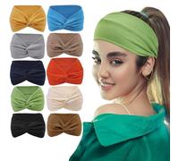 HFZRZFH 10 diademas anchas bohemias para mujeres y niñas, diseño de nudo trenzado, juego de turbante grande, diademas deportivas para entrenamiento y yoga