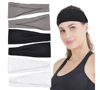 HFZRZFH Juego de 6 diademas deportivas para mujer, cómodas y transpirables, en negro, blanco y gris, ideales para yoga, fitness y uso diario