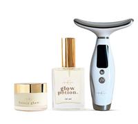 HG AESTHETICS Glow and Lift Set | Cara y Cuello Dispositivo de Elevación, Glow Potion Multifunción Aceite Seco 50ml y Hone-Ceramida Crema Hidratante con SPF 15 50ml | Rutina Completa para el Cuidado