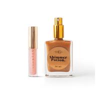 HG AESTHETICS Juego de brillo de verano - HeyHoney Lipolie (10 ml) + Ixixir Brillo Aceite Seco (50 ml) | Dúo Hidratante para Labios y Piel Radiantes (Bronce Bronceado + Fresa)