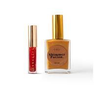 HG AESTHETICS Juego de brillo de verano - HeyHoney Lipolie (10 ml) + Ixixir Brillo de Brillo Aceite Seco (50 ml) | Dúo Hidratante para Labios y Piel Radiantes (Golden Glow + Sandía)
