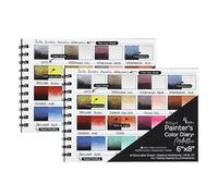 HG Art Concepts Diario metálico de acuarela, libro de muestras de color, paquete de 2, 10 páginas extraíbles de 6 x 8 pulgadas, encuadernado en espiral con papel de vidrio, 16 cajas de muestras