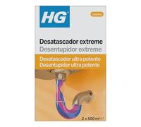HG Desatascador Extreme Tuberías Profesional De, Cocina y Baño, 2 x 500ml | Dos componentes actúan sobre atascos de grasa y comida en fregaderos, o de pelo y jabón en desagües de baño