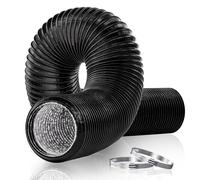 HG PLVTII Tubo Aire Acondicionado Portátil 150mm Flexible con 2 Abrazaderas, 5m Manguera Evacuación Aire 15 cm para Aire Acondicionado Portátil, Campana Extractora, Negro