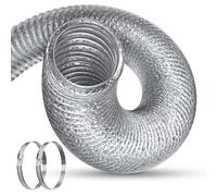 HG PLVTII Tubo de Aluminio Flexible 125 mm, 1.5 m Tubo Salida Aire 5 Capas con 2 Abrazaderas para Secadora, Campana Extractora, Conducto Ventilación, Aire Acondicionado Portátil, Argento