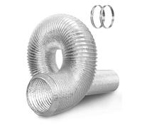 HG PLVTII Tubo Ventilación 100 mm Aluminio Flexible, 2 meter Conducto 6 Capas con 2 Abrazaderas, para Extractor Baño, Ventilación Aire, Cultivo Indoor, Aire Acondicionado Portátil, Argento
