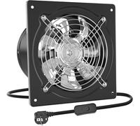 HG Power 150 mm Extractor Ventilador Extractor de Aire 525 m³/h con Salida por Correa Robusto Ventilador Metálico de Pared para Cocinas, Garajes, Almacenes, Talleres y Sótanos, Negro