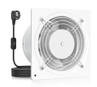 HG Power Extractor de aire 150mm - Extractor Baño Silencioso con Clapeta Antirretorno, Regulador de Velocidad, Enchufe, Extractor Industrial para Cocina Garaje Sótano Oficina, B-Blanco