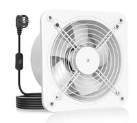 HG Power Extractor de aire 250mm - Extractor Baño Silencioso con Clapeta Antirretorno, Regulador de Velocidad, Enchufe, Extractor Industrial para Cocina Garaje Sótano Oficina, B-Blanco