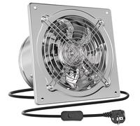 HG Power Extractor de Aire 250mm ventilador de baño 1680m³/h silencioso con aleta de retorno Potente ventilador metálico de pared con enchufe EU para cocina garaje sótano, plata