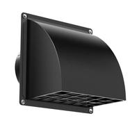 HG Power Rejilla Ventilación 125mm Negra - Con clapeta antirretorno y rejilla anti-insectos de malla gruesa extraíble, Para secadora, cocina, baño, ventilación exterior, Ø12.5 cm, Negro