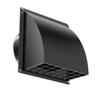 HG Power Rejilla Ventilación 150mm Negra - Con clapeta antirretorno y rejilla anti-insectos de malla gruesa extraíble, Para secadora, cocina, baño, ventilación exterior, Ø15 cm, Negro