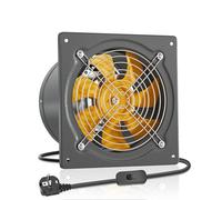 HG Power Ventilador de 200 mm, 980 m³/h, silencioso, con válvula de retorno, potente ventilador de pared con enchufe europeo, para cocina, baño, garaje, sótano, gris