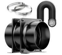 HG Power Ventilador de tubo axial de 100 mm, ventilador de escape silencioso, ventilador de canal de 199 m³/h, ahorro de energía, ventilador de baño, con dos abrazaderas y manguera de 2 m de largo,