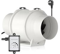 HG Power Ventilador de tubo regulable de 125 mm, con ventilador, regulador de velocidad, ahorro de energía, silencioso, para baño, cocina, baño, garaje, ventilador de aire