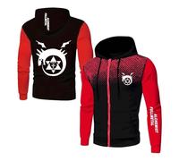 HGADXVBE Sudadera con Capucha y Cremallera Hombre para Fullmet-al Alchemi-st, Corte Oversize Moderno, per Tempo Libero, viaggio e quotidianità, Estilo(Red,S)