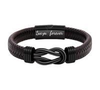 HgaftnK Regalos de cumpleaños número 18 para niños, regalos de cumpleaños número 18, pulsera de cuero negro, pulsera con caja y tarjeta de mensaje, pulsera trenzada con nudo infinito, regalo de