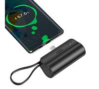 Hganus Mini Powerbank 5000mAh, batería externa portátil de bolsillo con cable integrado, carga tipo C para iPhone, Xiaomi y Huawei. múltiple
