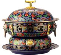 HGAYUBDV Olla Caliente Tradicional de Cobre de Beijing Antigua, Olla Caliente eléctrica pequeña for una Sola Persona, Olla Caliente de Cobre China, Olla Caliente de Cobre esmaltado, Mango